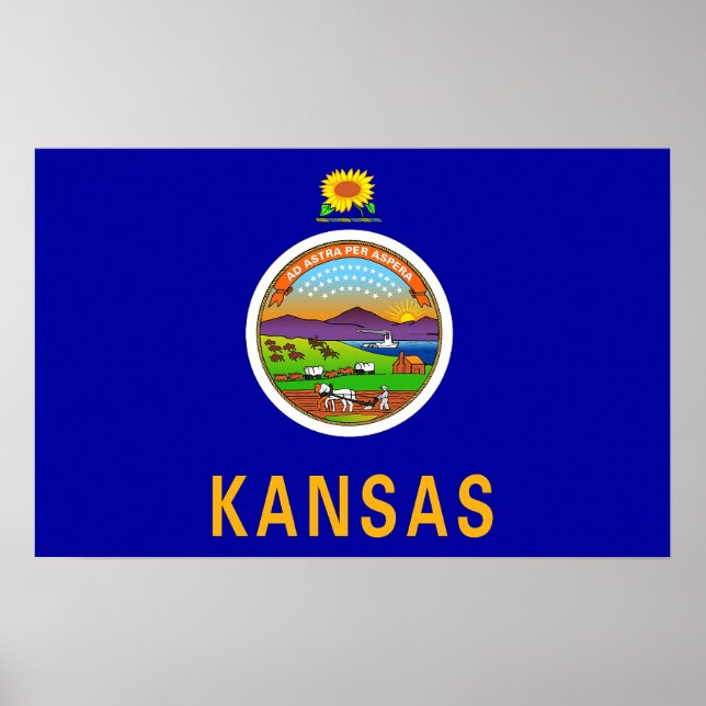 Framed print with Flag of Kansas, U.S.A. (Front)