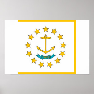 Framed print with Flag of Rhode Island, U.S.A.