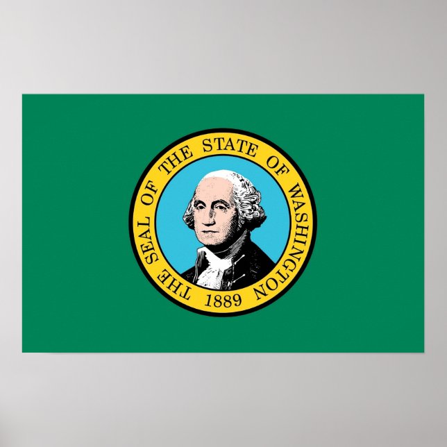 Framed print with Flag of Washington, U.S.A. (Front)