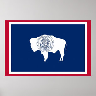 Framed print with Flag of Wyoming, U.S.A.