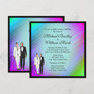 Framed Rainbow Green Gay Wedding Invite