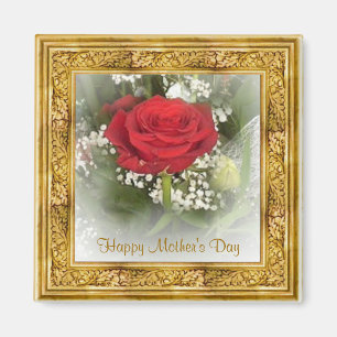 Framed Red Rose Magnet