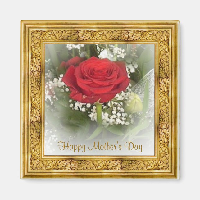 Framed Red Rose Magnet (Front)