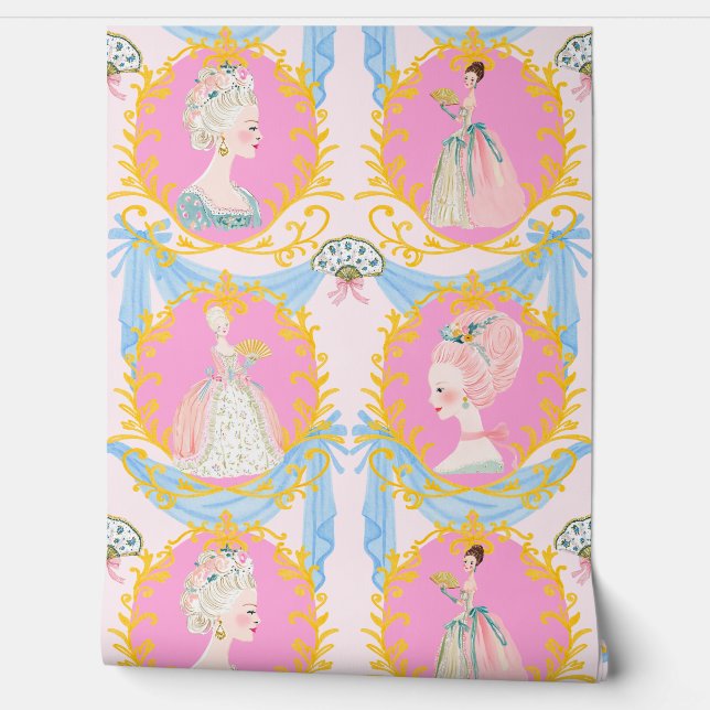 Framed  Rococo Baroque Coquette Marie Antoinette Wallpaper (Unrolling)