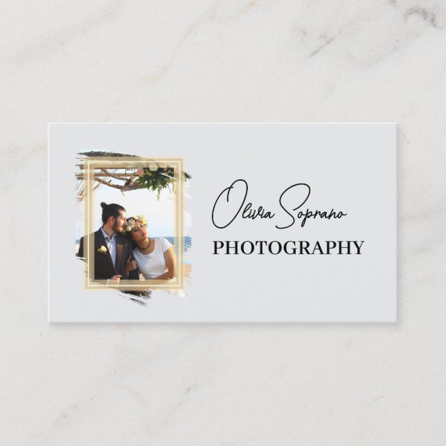 Framed romantic image photographer business card (Front)