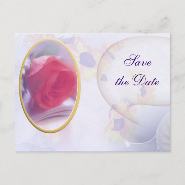 Framed Rose Save the Date  Postcard (Front)