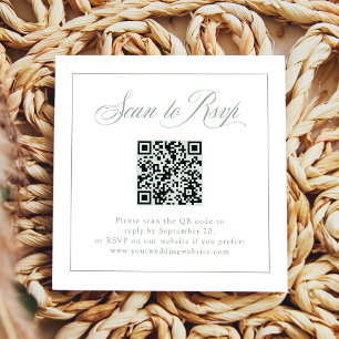 Framed Sage Green Italian Elegance RSVP QR Code Enclosure Card
