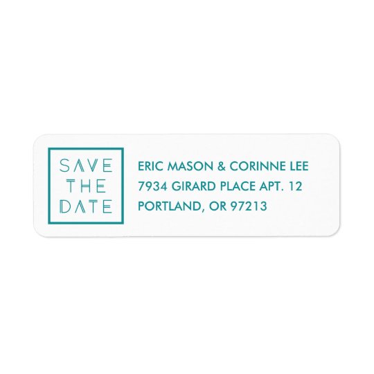 Framed Save the Date Mailing Label - Teal Return Address Label