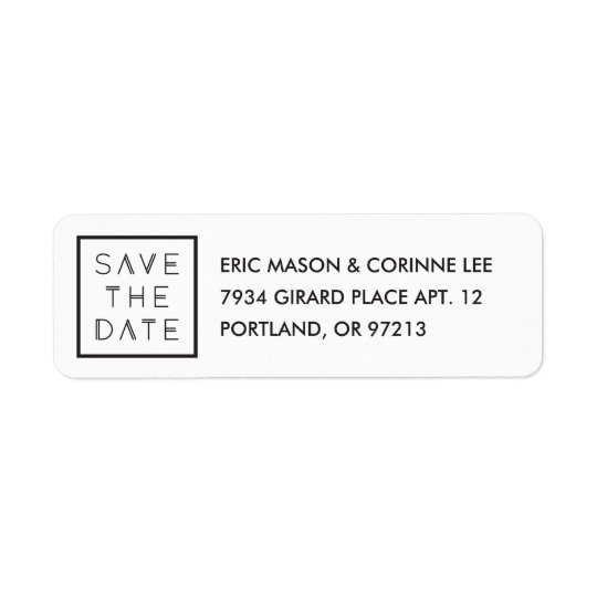 Framed Save the Date Mailing Label - White Return Address Label