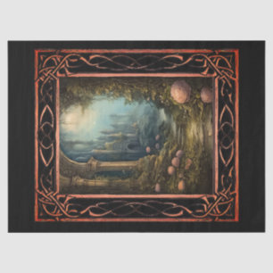 Framed Scenic Gothic Florals Decoupage Tissue Paper