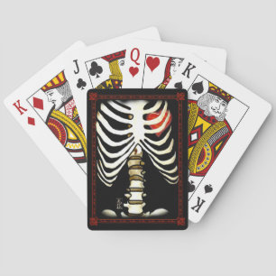 Framed Skeleton and Heart Black Deck Playing Cards