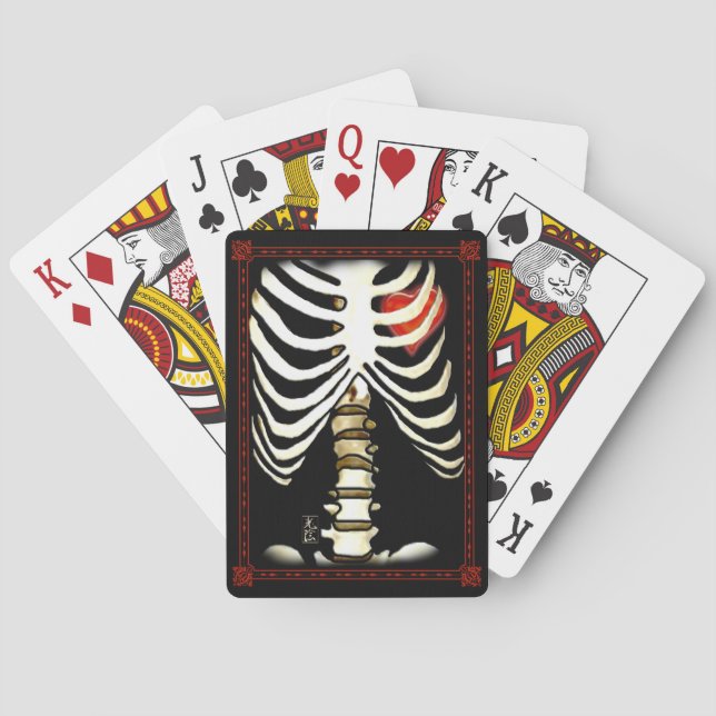 Framed Skeleton and Heart Black Deck Playing Cards (Back)