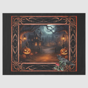 Framed Spooky Halloween Decoupage Tissue Paper