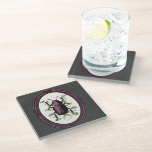 Framed Stag Beetle Glass Coaster