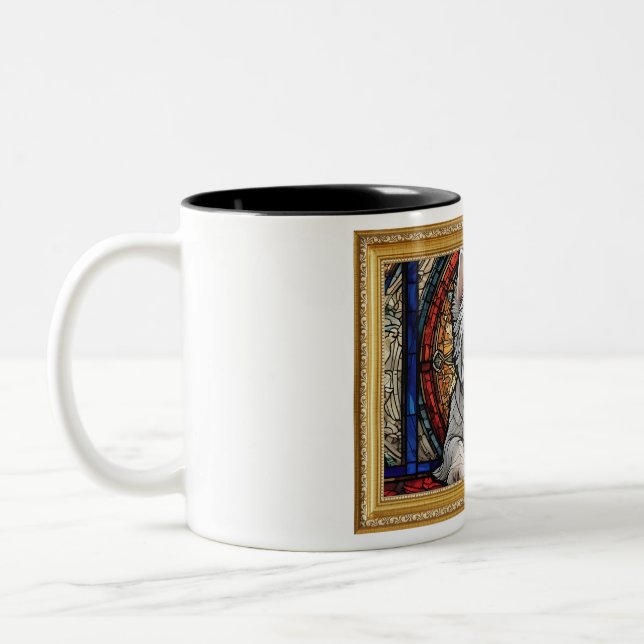 Framed Stained Glass Westie Beauty Two-Tone Coffee Mug (Left)