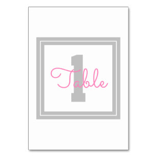 Framed Table Number   Light Grey & Pink