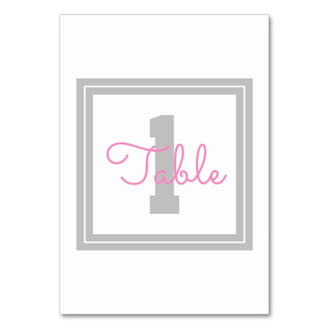 Framed Table Number | Light Grey & Pink (Front)