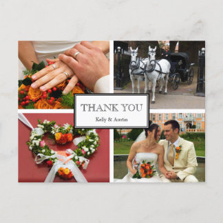 Framed thank you 4 photo montage personal note postcard