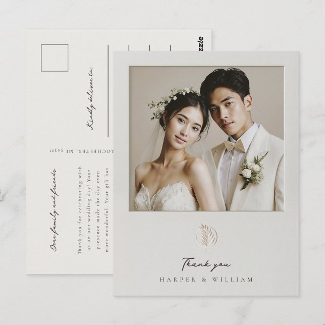 Framed thank you photo wedding Postcard (Front/Back)