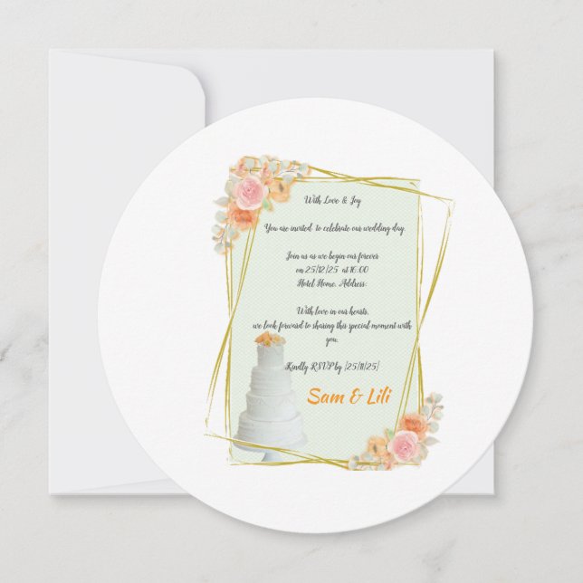 framed wedding invitation round (Front)