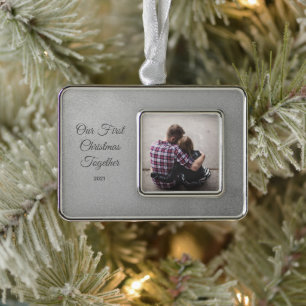 Framed Wedding Photo First Christmas Ornament