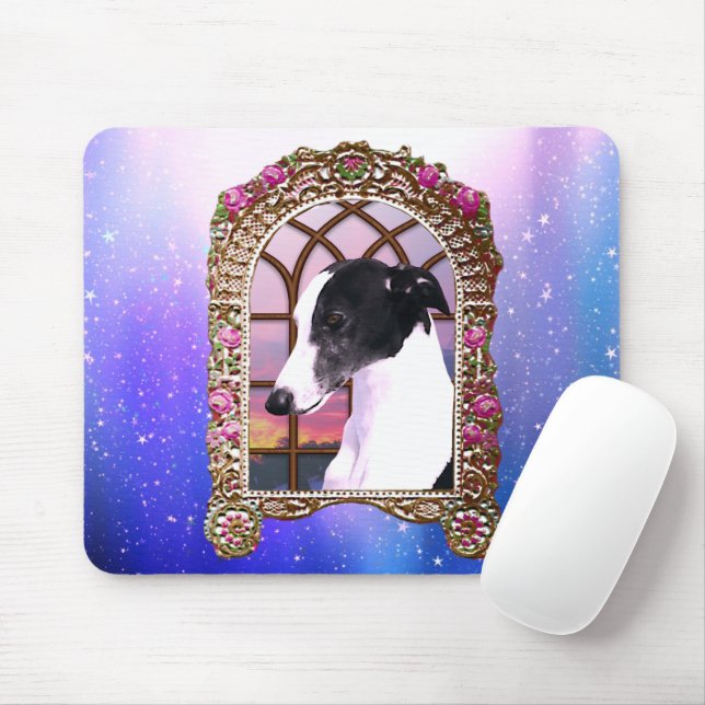 Framed Whippet Mouse Mat (With Mouse)