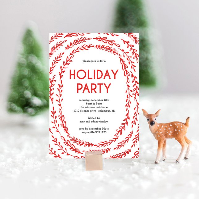 Framing Branches Modern Holiday Party Invitations (Creator Uploaded)