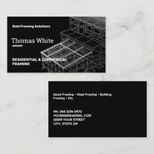 Framing Contractor Black Business Card