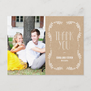 Framing Leaves Wedding Photo Thank You Card Craft