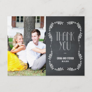 Framing Leaves Wedding Thank You Card Chalkboard