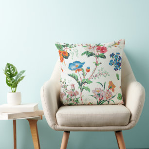France 1830 Floral Antique Wallpaper Cushion