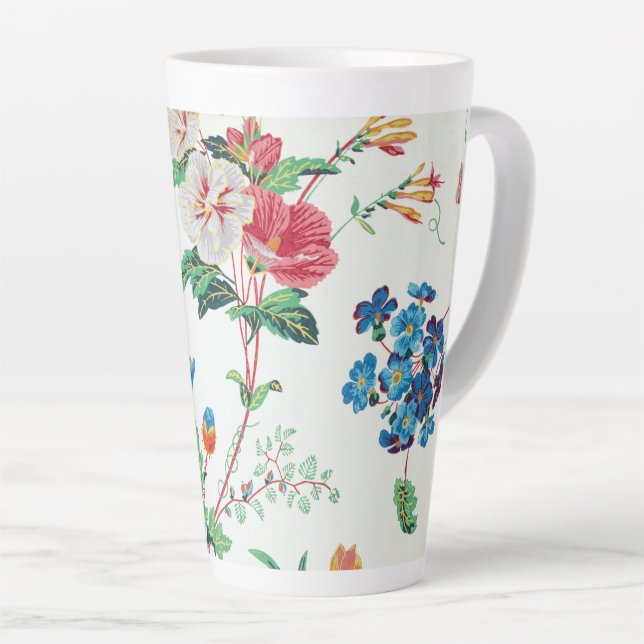 France 1830 Floral Antique Wallpaper Latte Mug (Right Angle)