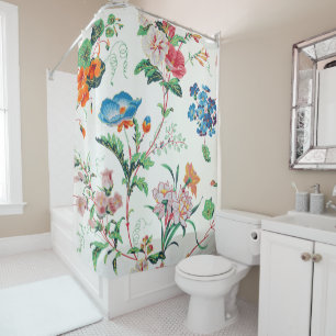 France 1830 Floral Antique Wallpaper Shower Curtain