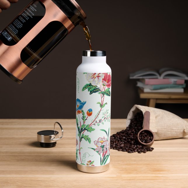 France 1830 Floral Antique Wallpaper Water Bottle (Coffee)