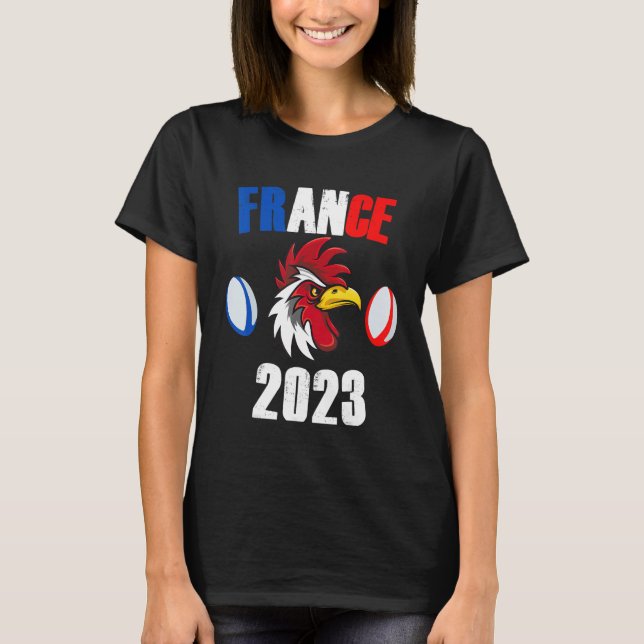 France 2023 Rugby Supporter World  Humor Cockerel T-Shirt (Front)