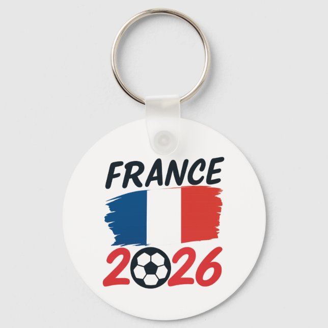 France 2026 Soccer Fan Design Flag Colors Key Ring (Front)