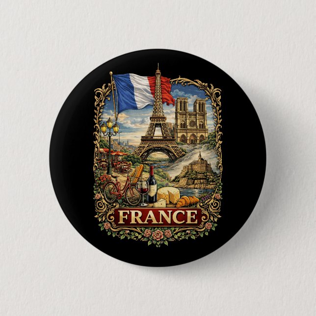 France 6 Cm Round Badge (Front)
