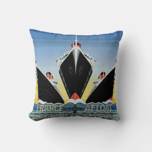 France Afloat - French Line Poster Cushion