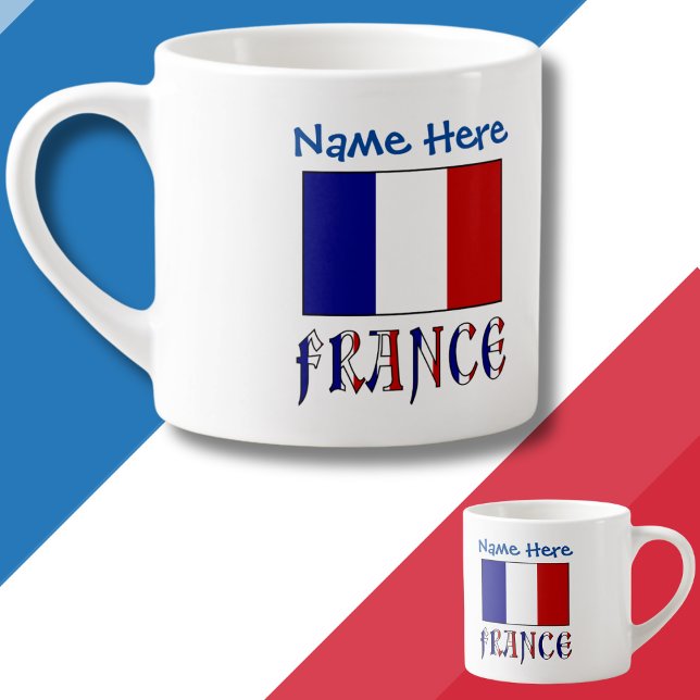 France and French Flag Blue Personalisation  Espresso Cup (Creator Uploaded)