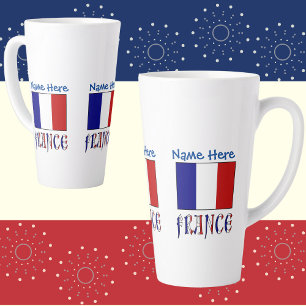 France and French Flag Blue Personalisation Large Latte Mug