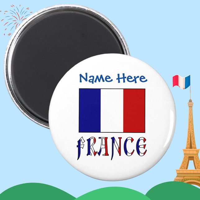 France and French Flag Blue Personalisation  Magnet (Creator Uploaded)