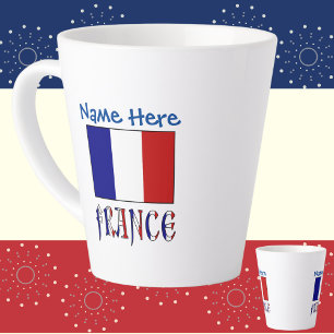 France and French Flag Blue Personalisation Small Latte Mug
