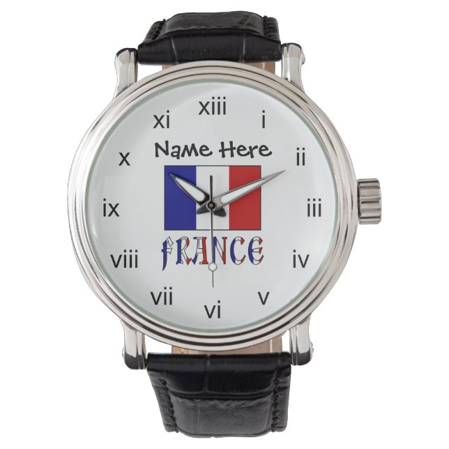 France and French Flag Personalised  Watch (Front)