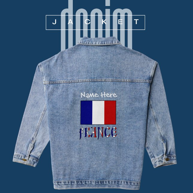France and French Flag White Personalisation  Denim Jacket (Creator Uploaded)