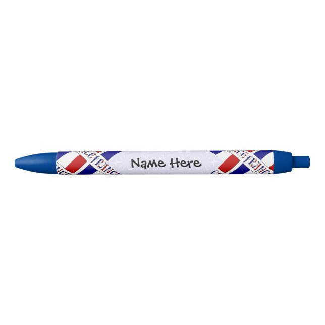 France and French Flag with Your Name Black Ink Pen (Front)