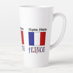 France and French Flag with Your Name Latte Mug