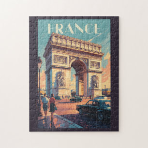 France Arc de Triomphe Travel Art Vintage Jigsaw Puzzle