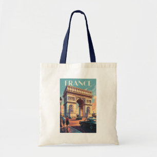 France Arc de Triomphe Travel Art Vintage Tote Bag