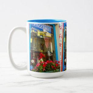 France Architecture Cityscape Street Restaurant Two-Tone Coffee Mug