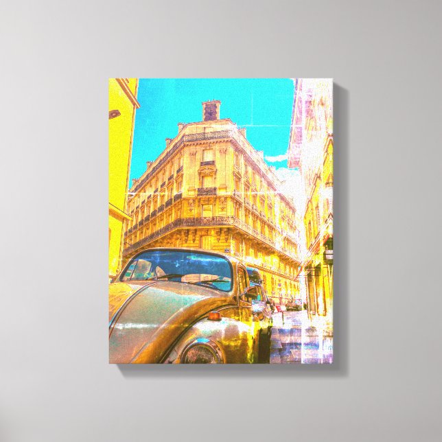France Architecture French Street Old Car Paris Canvas Print (Front)